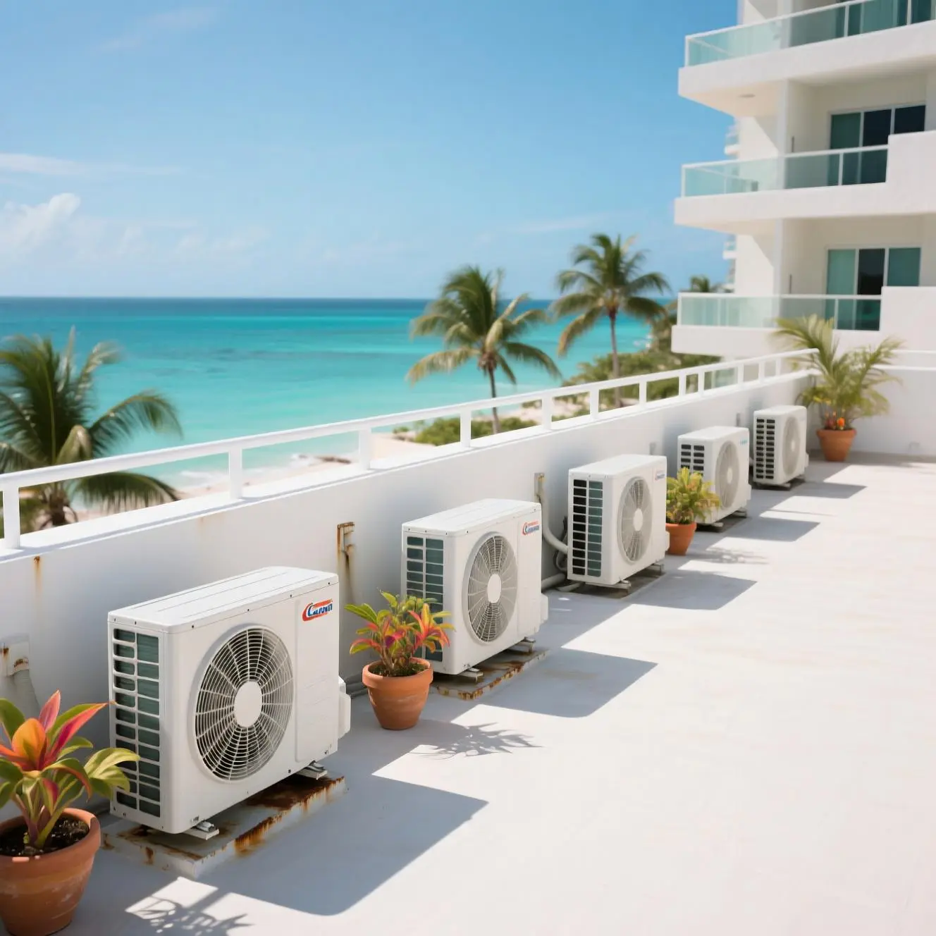 Installation d'une thermopompe centrale sur un toit